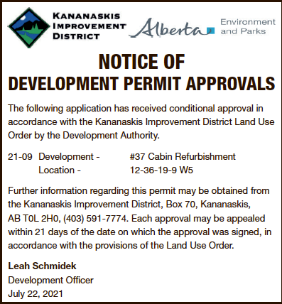 Kananaskis Improvement District – Development Permits – July 22, 2021