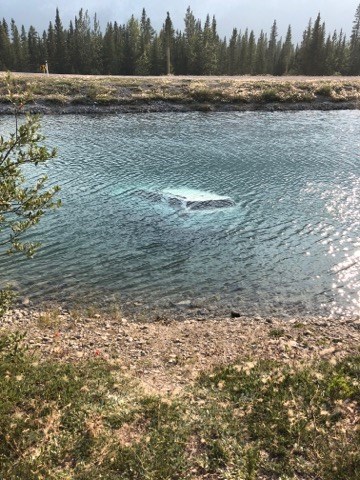 Two women were lucky to escape with their lives after their vehicle plunged into the Spray Lakes reservoir canal near Goat Pond.

Handout