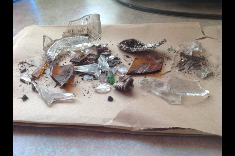 An example of some of the broken glass found at the Hawk Avenue off-leash dog park over the years. File photo
