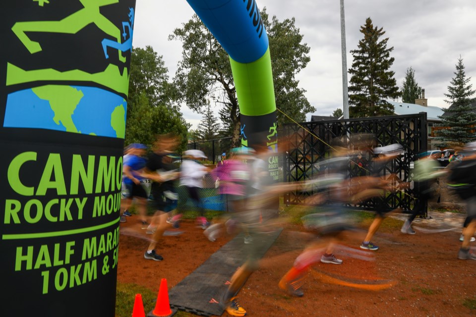 Participants of the Canmore Rocky Mountain half marathon start the race in Canmore on Sunday (Sept. 12). EVAN BUHLER RMO PHOTO