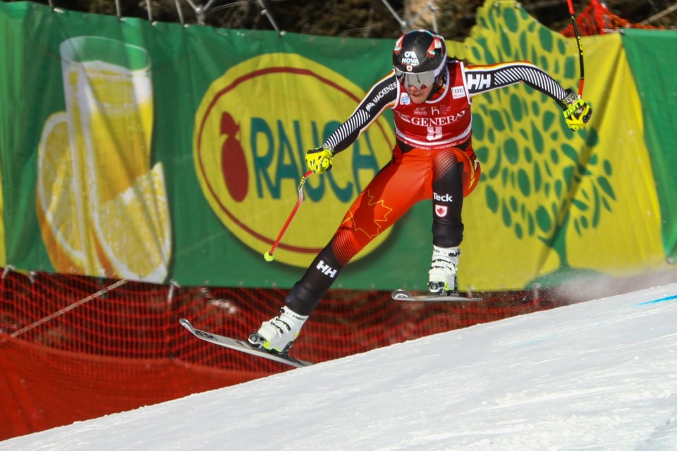 Marie-Michele Gagnon of Canada skis down the course during the women's FIS downhill world cup in Lake Louise in December 2021. RMO FILE PHOTO