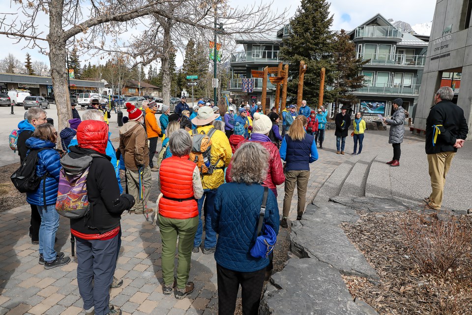 Roughly 70 people joined the rally for Ukraine at the Canmore Civic Centre in Canmore on Thursday, March 31, 2022.
JUNGMIN HAM RMO PHOTO