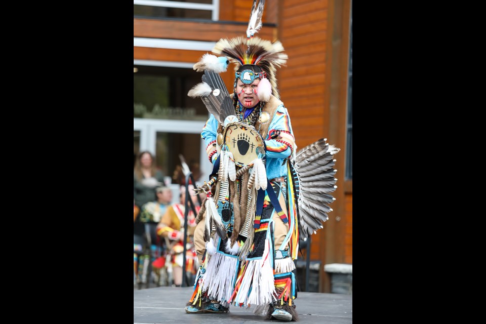 Hardy Smalleyes of the Stoney Nakoda Nation performs at the Town of Canmore's Indigenous celebrations at the civic centre on Friday (June 17). JUNGMIN HAM RMO PHOTO