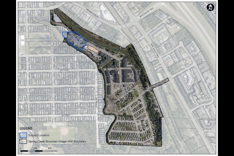 A series of amendments will head to a public hearing to be considered as part of Spring Creek Mountain Village area redevelopment plan. The area in blue is the region where the amendments are proposed.

SUBMITTED PHOTO