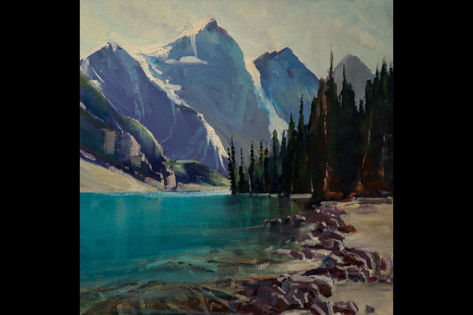 Gillian Quinn's "Moraine Lake" oil painting at the Canmore Art Guild on Sunday (Aug.14). JUNGMIN HAM RMO PHOTO