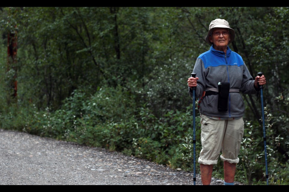 Dorle Lomas, 91, thwarted a potential bear attack when she deployed bear spray as a black bear charged at her on a riverside trail near the Engine Bridge.

GREG COLGAN RMO PHOTO