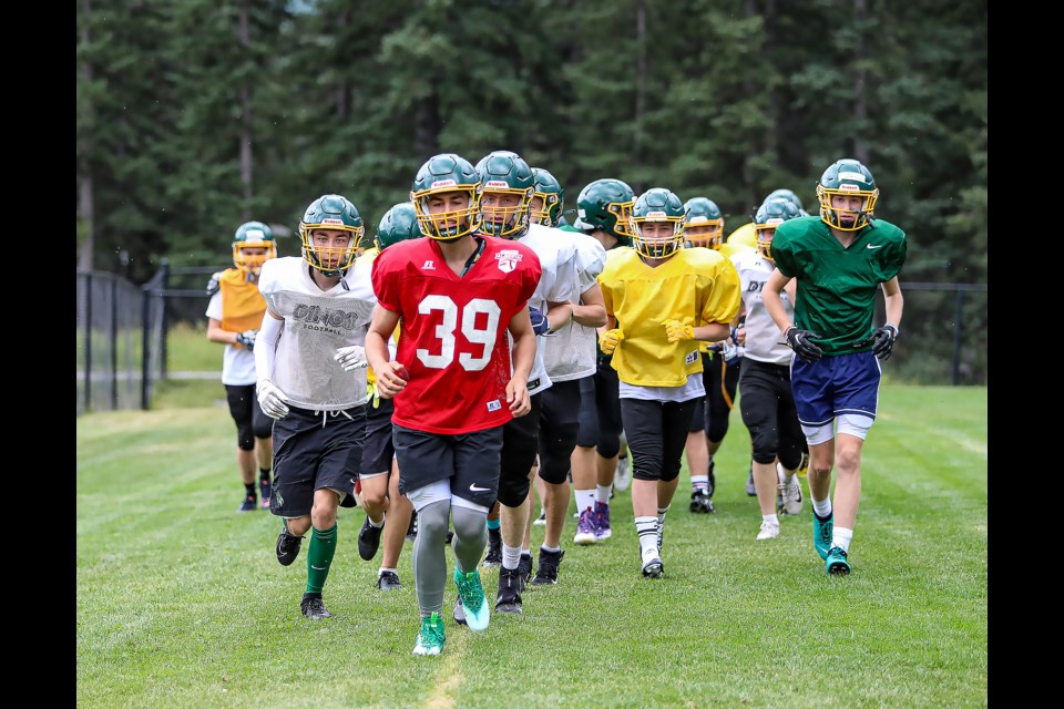 Canmore Wolverines players practice at Canmore Collegiate High School field in August. JUNGMIN HAM RMO PHOTO