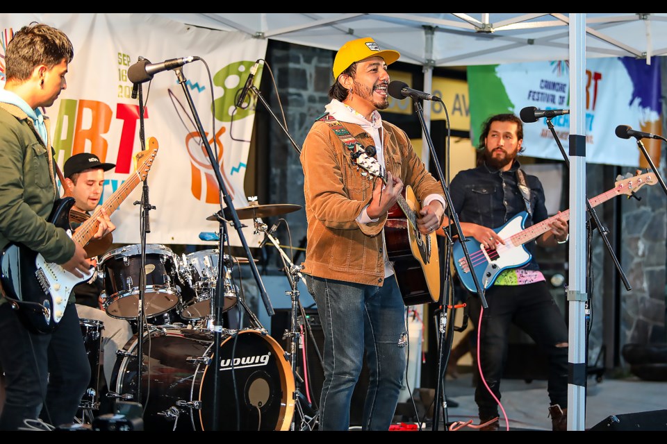 Local Latin music band Buena Hermano performs at the Community Campfire Kickoff Party at the Canmore Festival of Art and Creativity in September 2022. JUNGMIN HAM RMO PHOTO