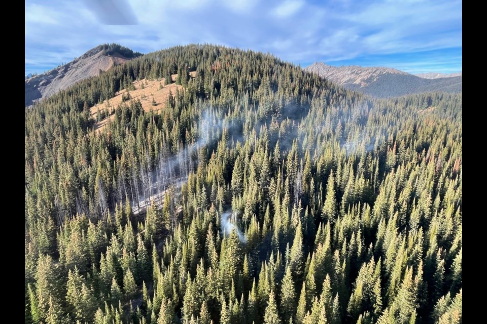 A wildfire burns in Peter Lougheed Provincial Park near Kent Ridge in Kananaskis Country Thursday (Oct. 13). PHOTO COURTESY OF ALBERTA WILDFIRE