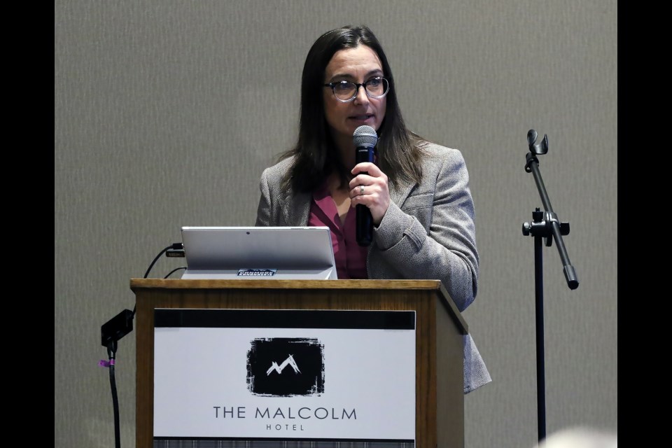 Tourism Canmore Kananaskis CEO Rachel Ludwig speaks during the 2022 annual general meeting at The Malcolm on Monday (Nov. 7).

GREG COLGAN RMO PHOTO