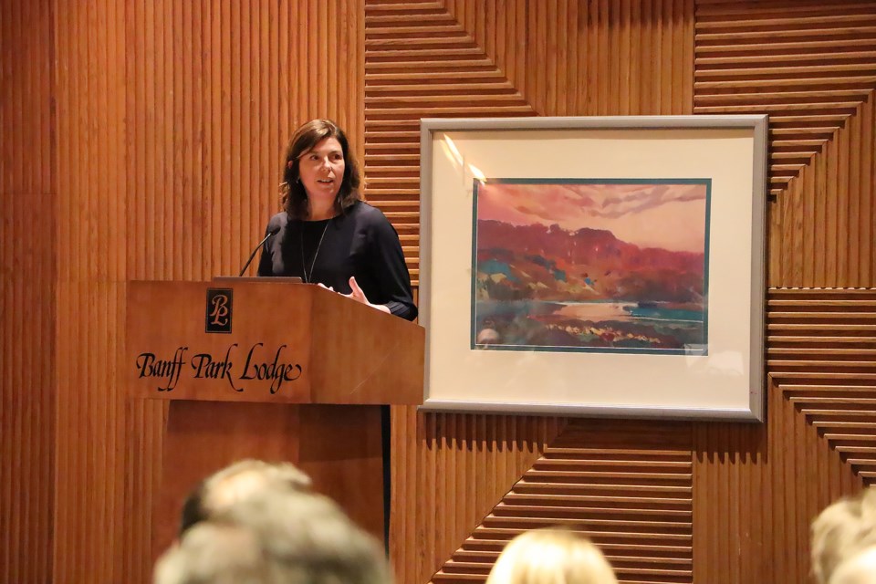 Leslie Bruce, president and CEO of Banff & Lake Louise Tourism speaks at an open house event unveiling the vision for tourism in Banff National Park for the next 10 years and beyond at Banff Park Lodge Nov. 21, 2022. 

JESSICA LEE RMO PHOTO