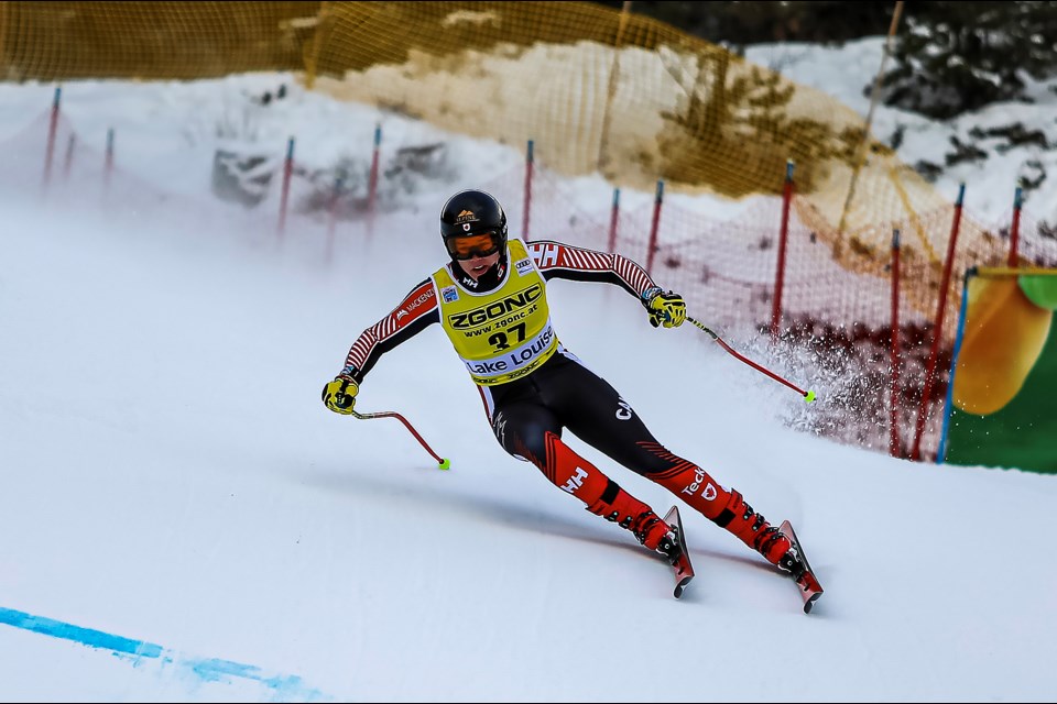 Canmore's Jeff Read skies down the course during the men's FIS downhill at the 2022 Lake Louise Alpine World Cup on Saturday (Nov. 26). JUNGMIN HAM RMO PHOTO