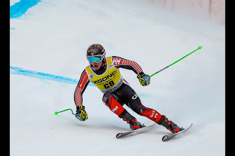 Trevor Philp of Canada skis down the course during the men's FIS downhill at the 2022 Lake Louise Alpine World Cup in November 2022. JUNGMIN HAM RMO PHOTO