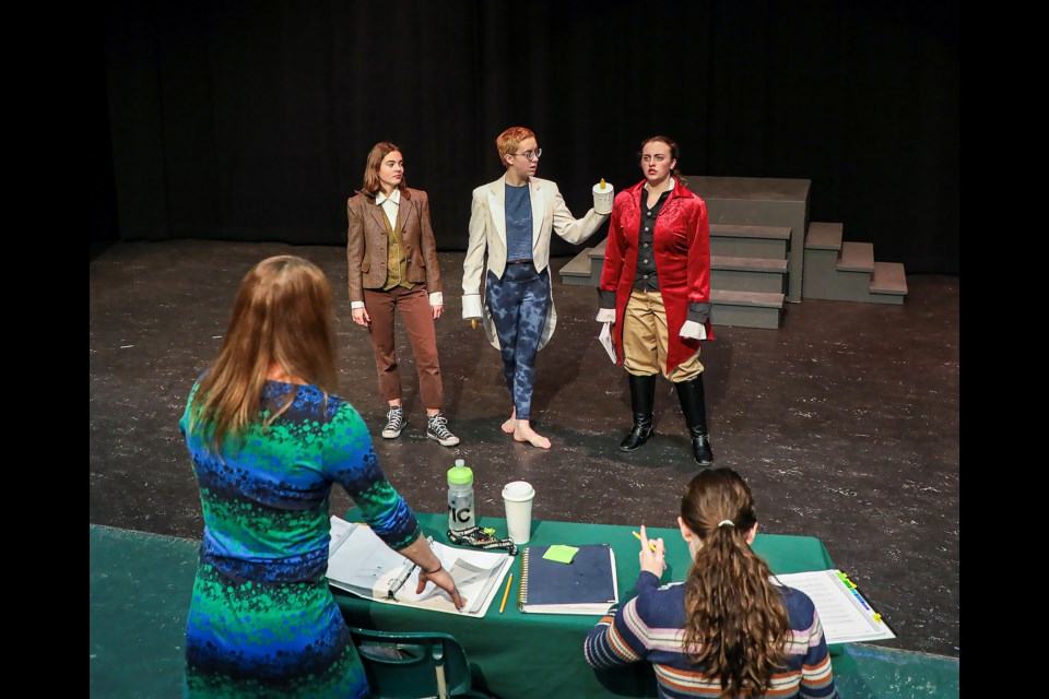 Students perform during the rehearsal for the musical Disney's Beauty and the Beast Jr. at Canmore Collegiate High School theater on Nov. 30. It will run from Dec. 15-17 at the Canmore Collegiate High School theatre. JUNGMIN HAM RMO PHOTO