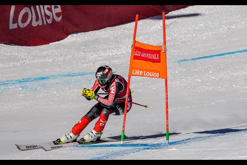 Canada's Marie-Michèle Gagnon skis the women's downhill course at the 2022 Lake Louise Alpine World Cup on Saturday (Dec. 3). The women's world cup event was the final time for the foreseeable future that it will be held in Lake Louise.  JUNGMIN HAM RMO PHOTO 