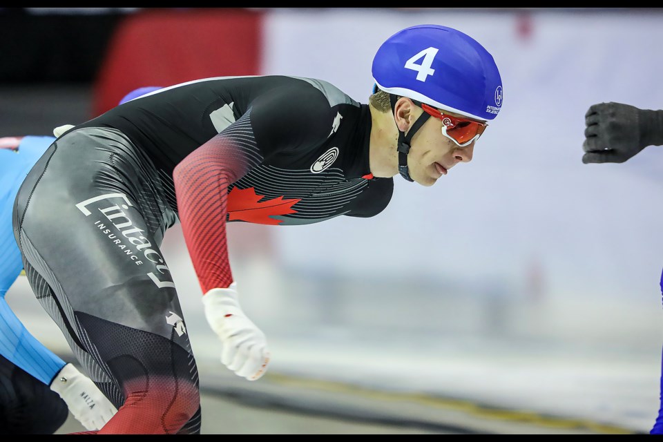 Canmore's Connor Howe competes at the ISU speed skating world cup in Calgary in December 2022.  JUNGMIN HAM RMO PHOTO 
