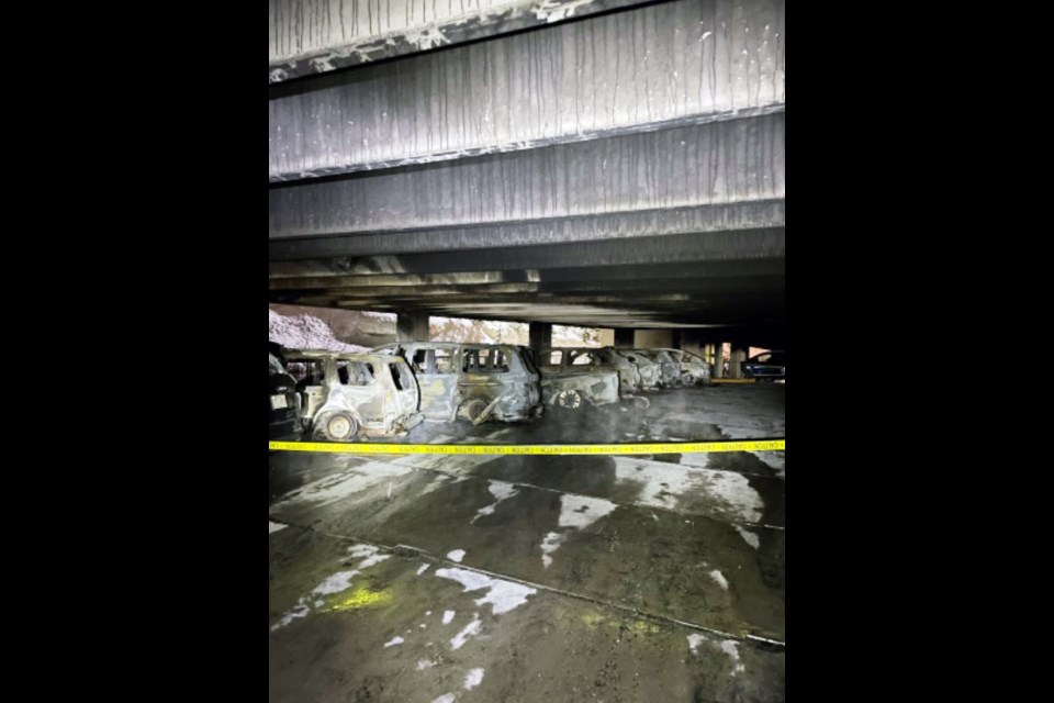An investigation is underway at Fairmont Château Lake Louise after several vehicles were destroyed in a fire at the parking garage Wednesday (Feb. 8).

PHOTO COURTESY OF ALBERTA RCMP