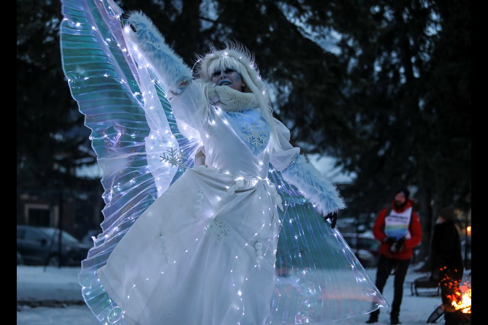 A snow fairy roams the grounds at the Canmore Winter Carnival's all-ages party in the park at the Stan Rogers Memorial Stage in Centennial Park on Friday (Feb. 24). JUNGMIN HAM RMO PHOTO 