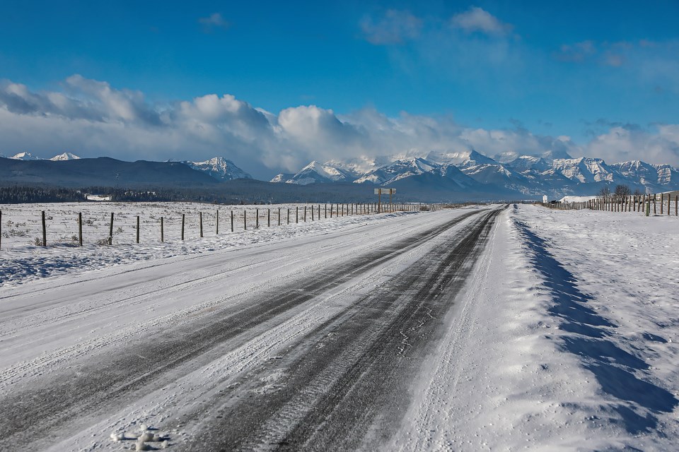 Highway 1A in Îyârhe Nakoda First Nation on Tuesday (March 14). JUNGMIN HAM RMO PHOTO