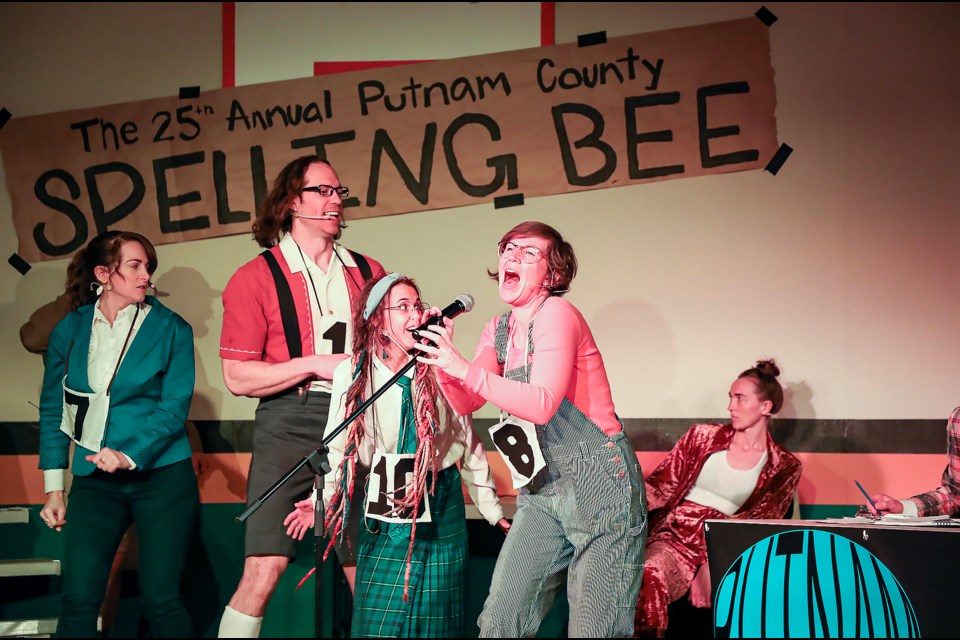Actors perform during a rehearsal for the Pine Tree Players spring musical the 25th Annual Putnam County Spelling Bee at the Canmore Miners' Union Hall in Canmore on Thursday (April 13). The 25th Annual Putnam County Spelling Bee will run April 19-29 at the Canmore Miners' Union Hall. JUNGMIN HAM RMO PHOTO 
