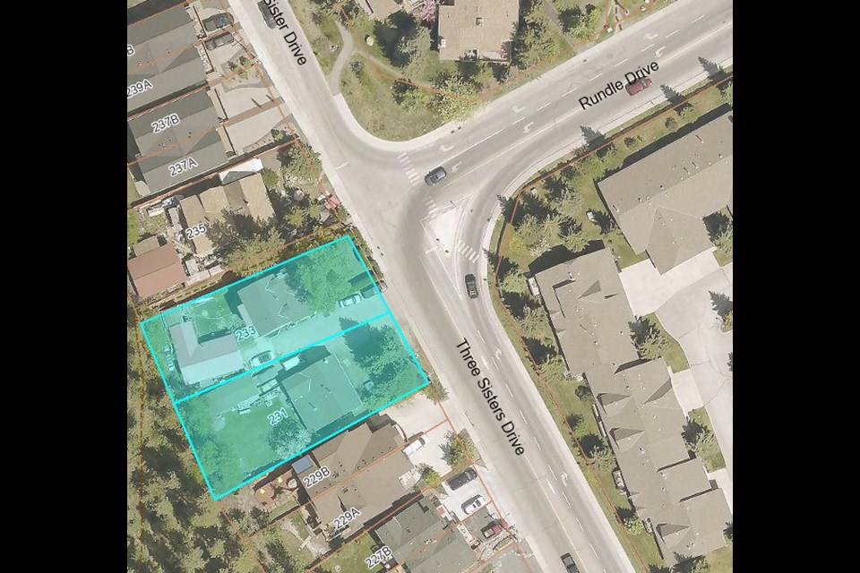 A pair of development proposals will head to a public hearing in what could be precedent-setting for future planning applications. The application for 231 and 233 Three Sisters Dr. would have the residential use rezoned to permit low density such as townhouses. SUBMITTED PHOTO