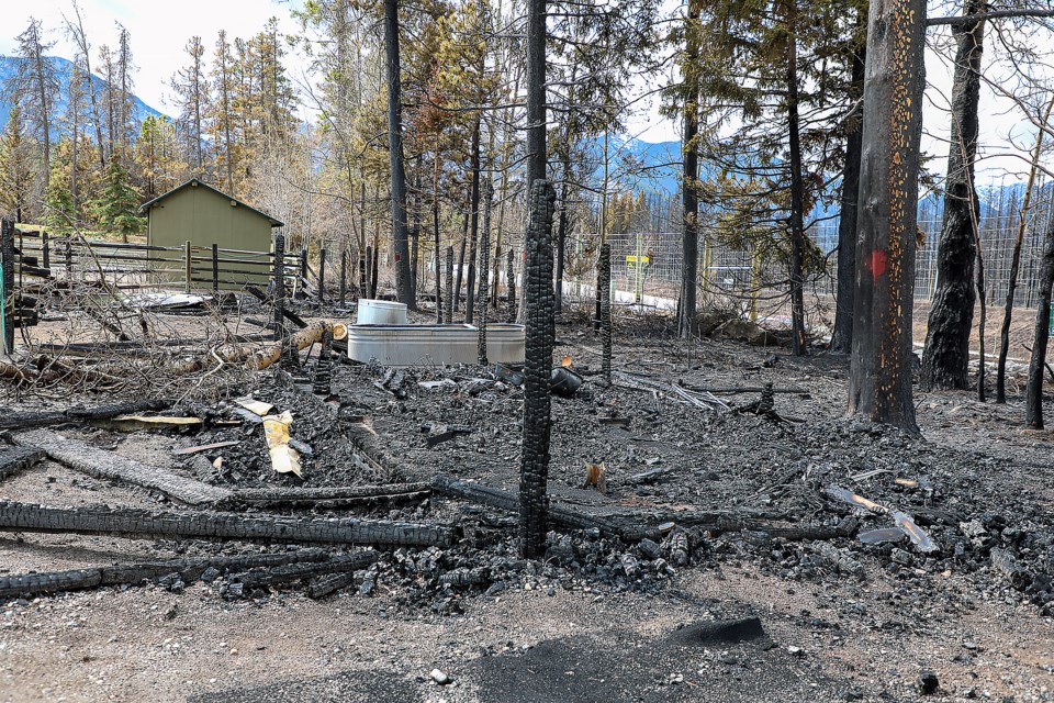 A prescribed fire burned down three sheds at the Banff Light Horse Association horse corrals on May 3. JUNGMIN HAM RMO PHOTO