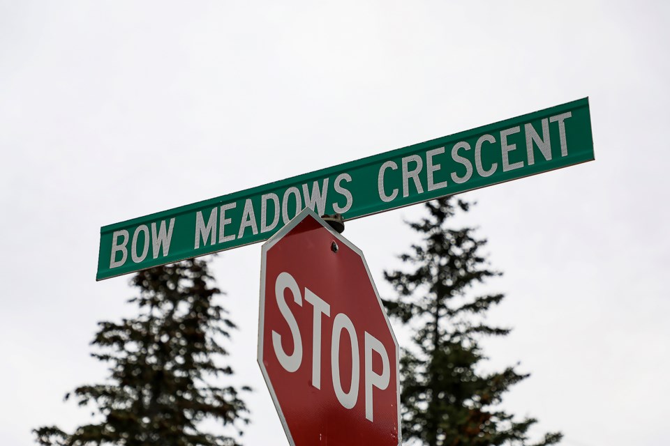 Bow Meadows Crescent street sign on Wednesday (May 24).JUNGMIN HAM RMO PHOTO