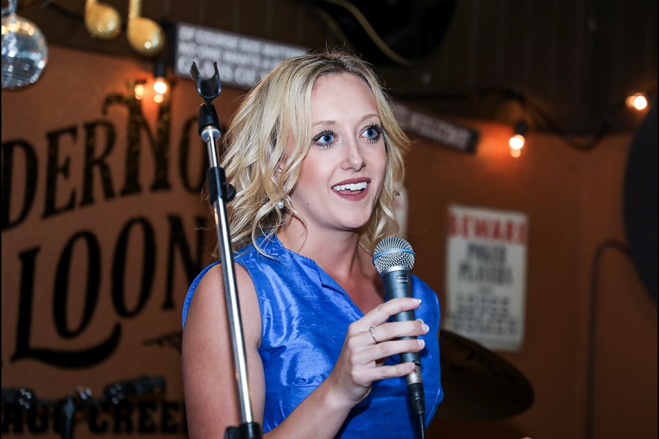 Miranda Rosin gives her victory speech when the numbers were still in her favour Monday (May 29). Both Rosin and NDP candidate Sarah Elmeligi claimed victory, but advanced voting stations are still continuing to count. JUNGMIN HAM RMO PHOTO