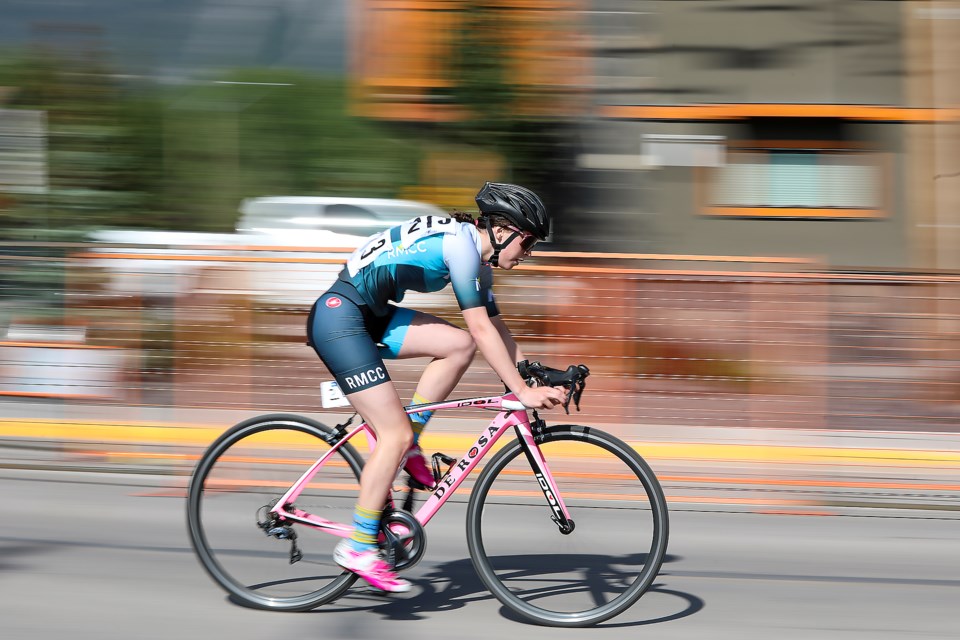 Canmore's Ashton Thomson races in the women's CAT 4 race at the Rundle Mountain Road Festival in Canmore on Saturday (June 3). JUNGMIN HAM RMO PHOTO