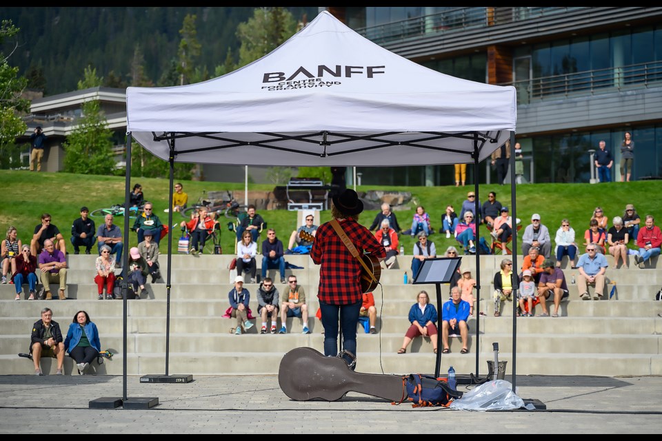 Liam Cowan performs for the Mountainside Melodies in Banff at the Shaw Amphitheater on Tuesday (August 8). There are two Mountainside Melodies shows left on August 22 and 29 and are free to attend. MATTHEW THOMPSON RMO PHOTO