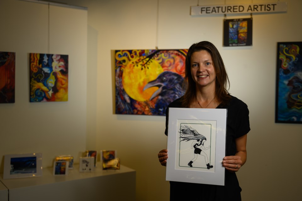Alice Conniff, Canmore Art Guild's featured artist for September, poses for a photo in Canmore at the CAG gallery on Wednesday (Aug. 30). MATTHEW THOMPSON RMO PHOTO