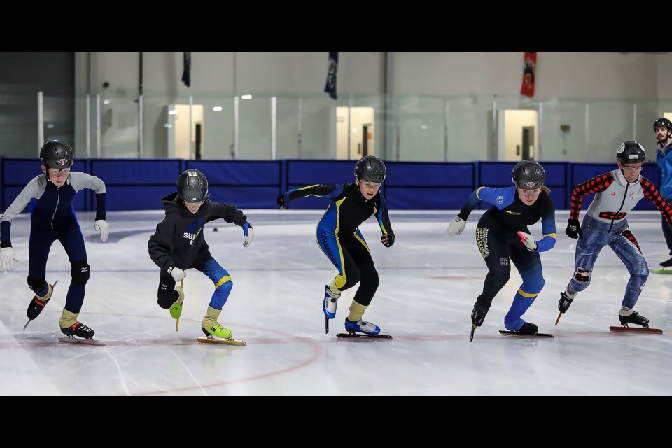 Skaters train at the 16th annual Canmore Labour Day Camp hosted by Banff Canmore Speed Skating Club at the Canmore Recreation Centre on Saturday (Sept. 2).  JUNGMIN HAM RMO PHOTO