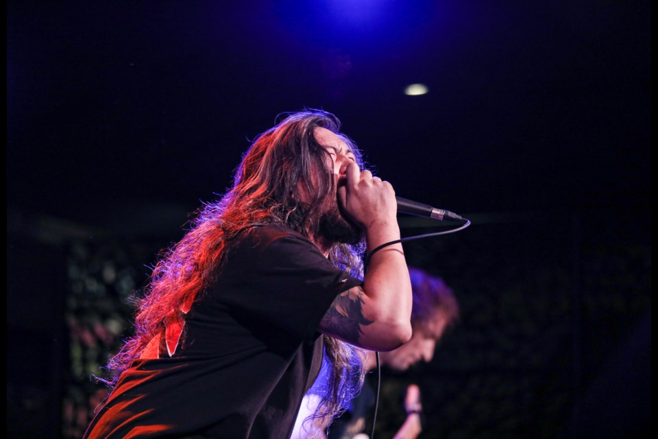 Banff bands Suspended Glaciers' vocalist Connor Higgerty gets loud at the Beauty in Chaos Productions (BIC) show to celebrate 10 years of Bow Valley metal and punk promotions at Melissa’s MisSteak in Banff on Thursday (Sept. 21). JUNGMIN HAM RMO PHOTO  