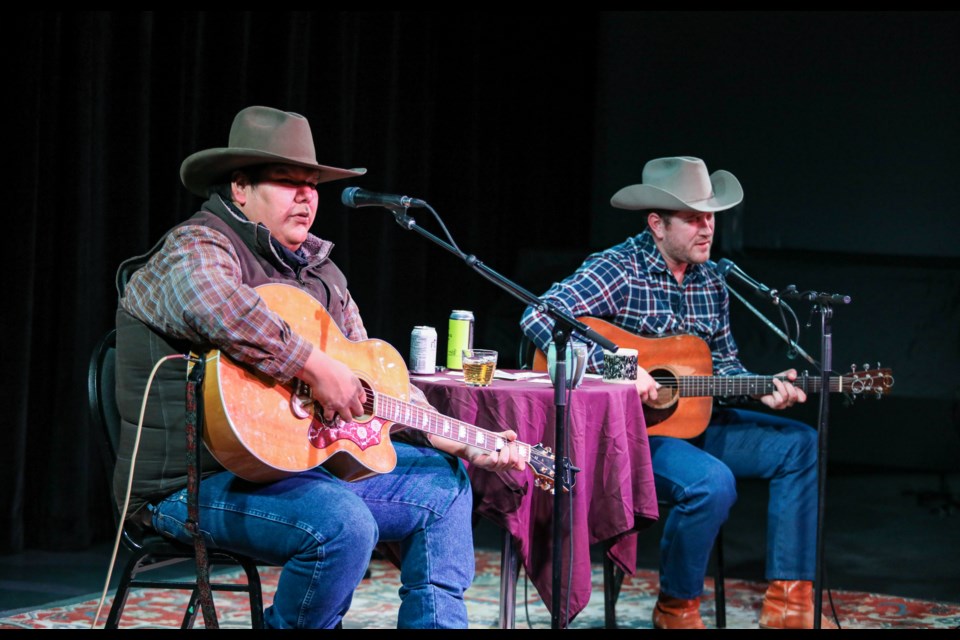 Richard Inman, left, and Zachary Lucky perform at artsPlace in Canmore on Friday (Oct. 6). Canadian songwriters Richard Inman and Zachary Lucky for the first time ever they perform on stage together - for their “At The Kitchen Table” tour.JUNGMIN HAM RMO PHOTO

