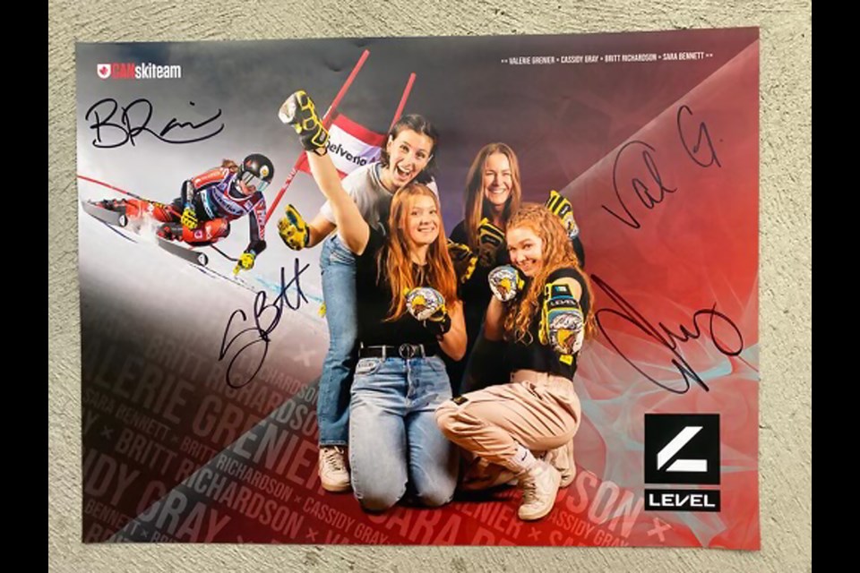 An autographed poster of Canadian alpine athletes Britt Richardson, Cassidy Gray, Sarah Bennett and Valérie Grenier. The world cup is in Mont Tremblant, Quebec this weekend (Dec. 2-3). SUBMITTED PHOTO