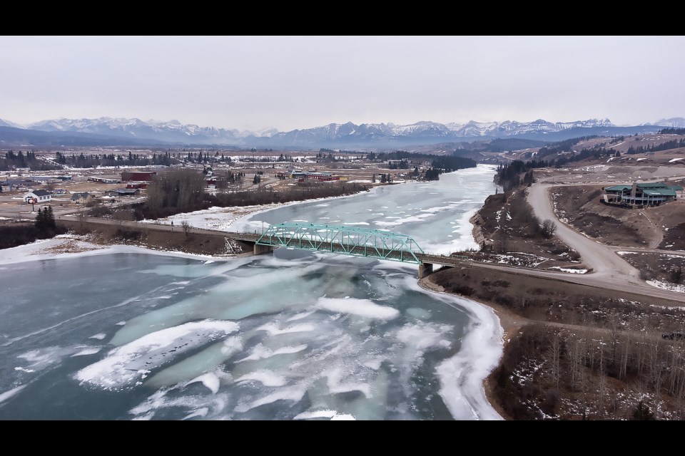 The Bow River, covered with ice, in Mînî Thnî on Wednesday (Jan. 3).  MATTHEW THOMPSON RMO PHOTO