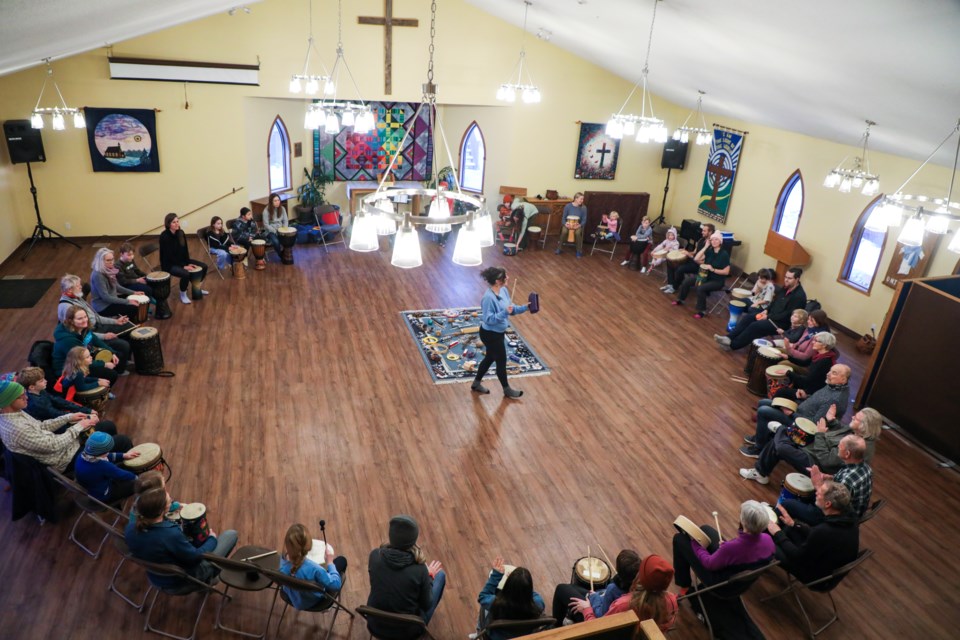A community drum circle event was held at St. Michael's Anglican Church in Canmore on Saturday (Jan. 13). JUNGMIN HAM RMO PHOTO 