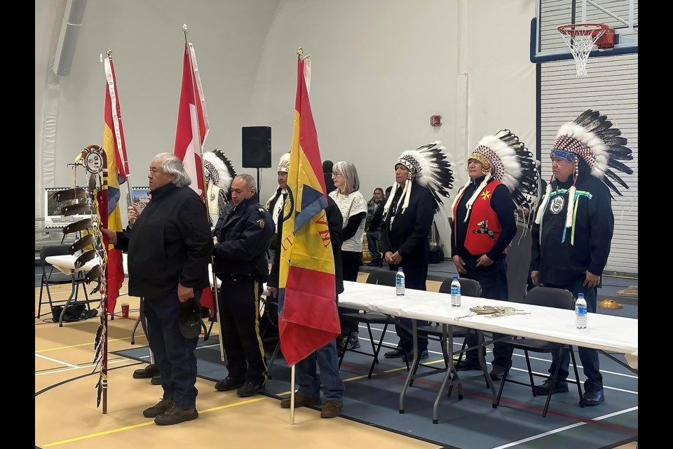 Federal Minister of Indigenous Services Patty Hajdu announced $1.45 million in funding to repair and upgrade the Eden Valley Arena while visiting the community last week. SUBMITTED PHOTO