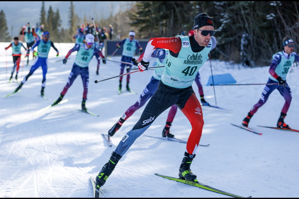 Canmore's Sam Hendry competes in the men's 15km mass start freestyle during the 2024 COOP FIS Cross Country World Cup at the Canmore Nordic Centre on Friday (Feb. 9). JUNGMIN HAM RMO PHOTO