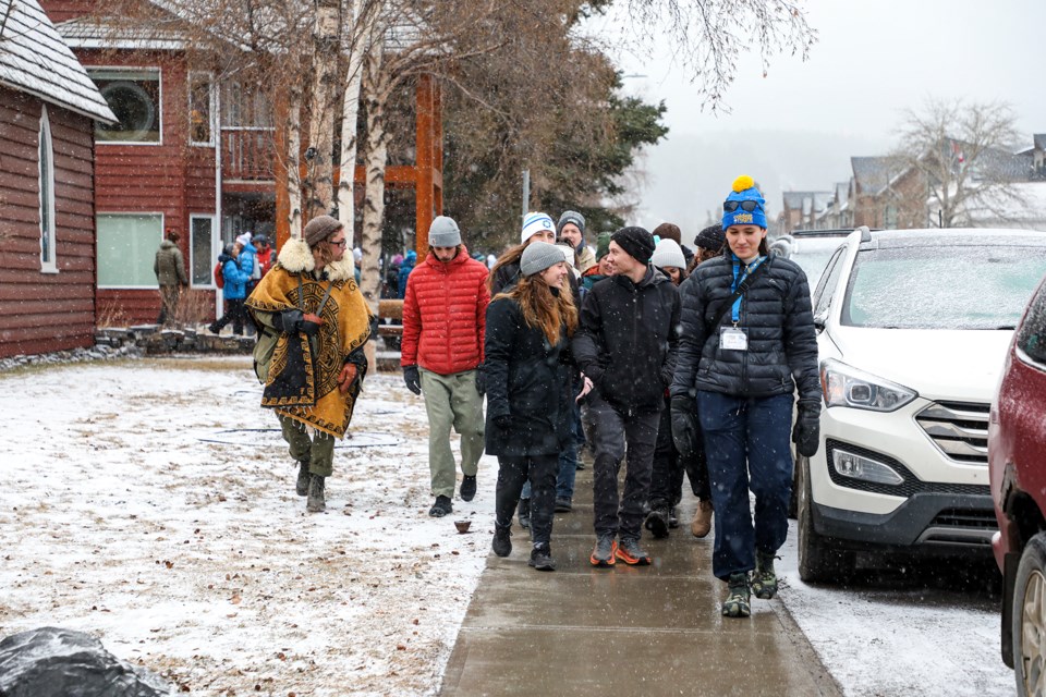159 walkers and 23 teams in the Coldest Night of the Year walk hosted by the Homelessness Society of the Bow Valley (HSBV) head downtown in Canmore on Saturday (Feb. 24). JUNGMIN HAM RMO PHOTO 