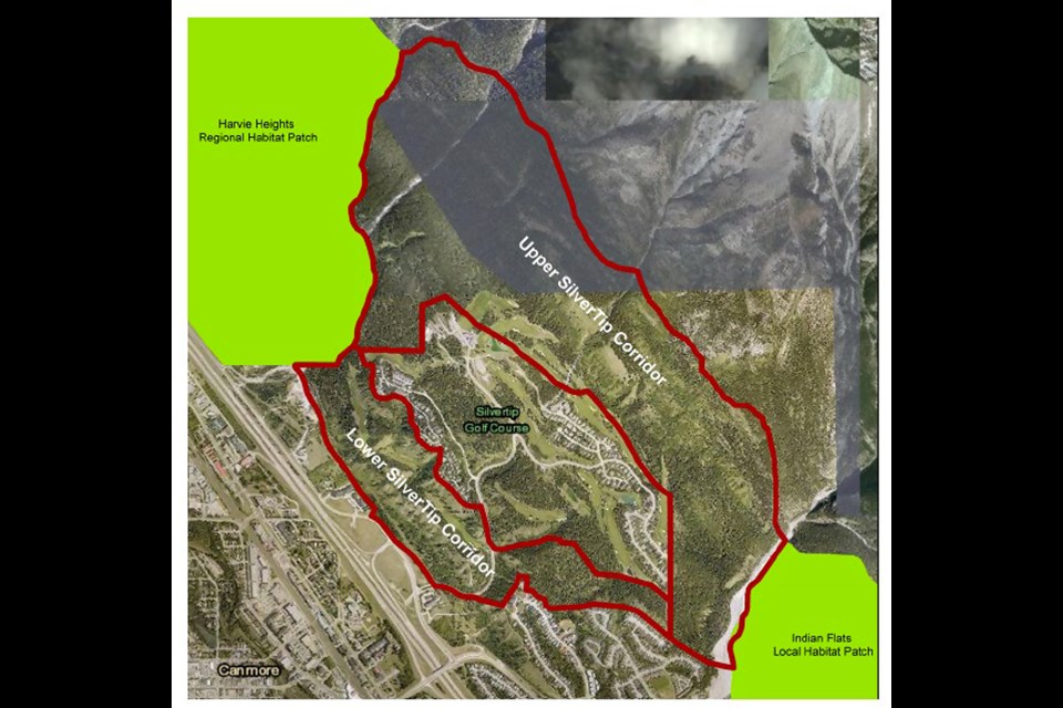A map of the lower and upper Silvertip wildlife corridor. HANDOUT
