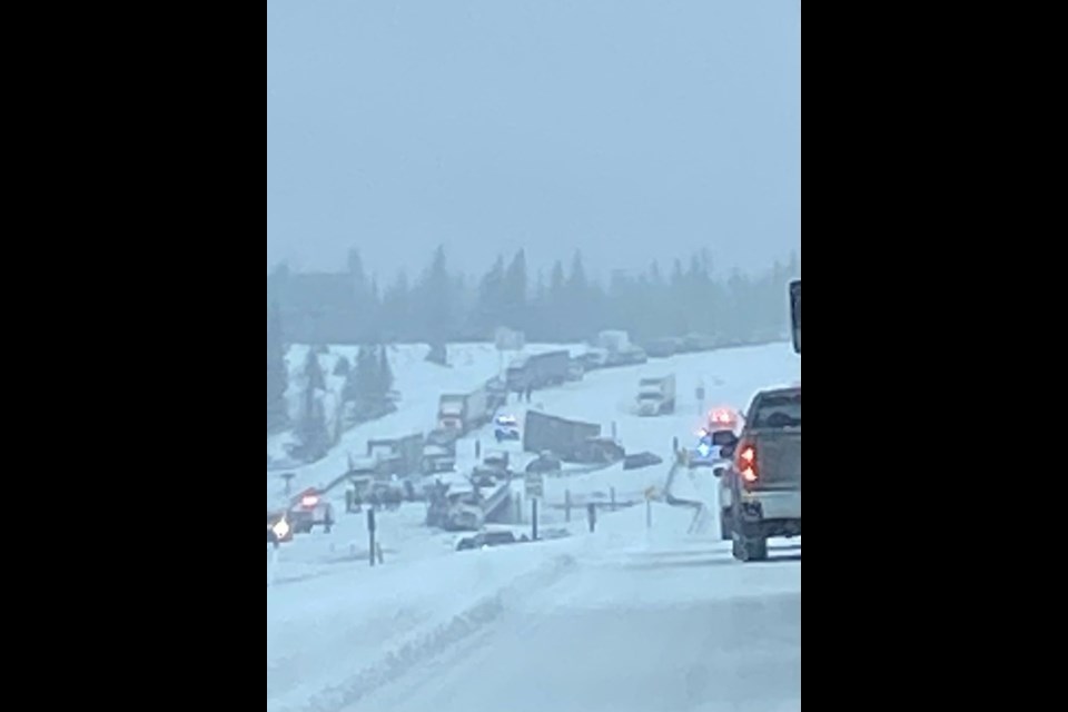 A multi-vehicle pile up near Highway 1X on the Trans-Canada Highway. 

DAN LEBSACK FACEBOOK PHOTO