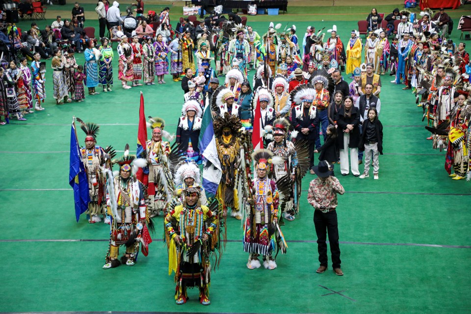 The Traditional Pow Wow was held in honour of the Chiniki First Nation chief and council 2024 inauguration at Chief Goodstoney Rodeo Centre in Mînî Thnî (Morley) on Friday (March 8). JUNGMIN HAM RMO PHOTO