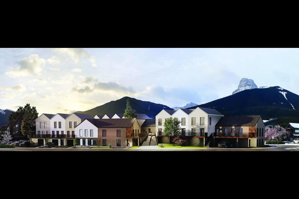An conceptual view of 205 Stewart Creek Rise, which will add 18 affordable housing units to Canmore Community Housing’s inventory. SUBMITTED PHOTO