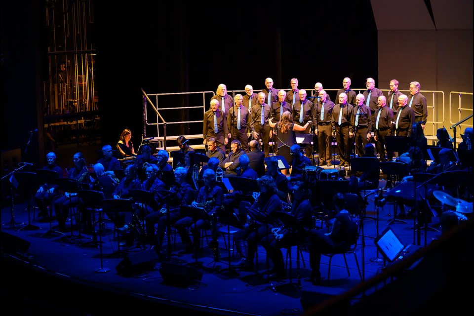 The Men of the Mountains choir perform at the Valley Winds Music Association's 30th anniversary concert at the Banff Centre in the Jenny Belzberg Theatre on Sunday (April 28). MATTHEW THOMPSON RMO PHOTO