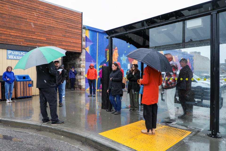 Mayor Sean Krausert speaks at the Roam Transit Route 12 inaugural launch at the 9th Street in Canmore on Friday (May 17). Roam Transit Route 12 starts with summer-only Fri-Sun and holiday service and takes people from downtown Canmore to Quarry Lake, the Canmore Nordic Centre, and Grassi Lakes. JUNGMIN HAM RMO PHOTO 