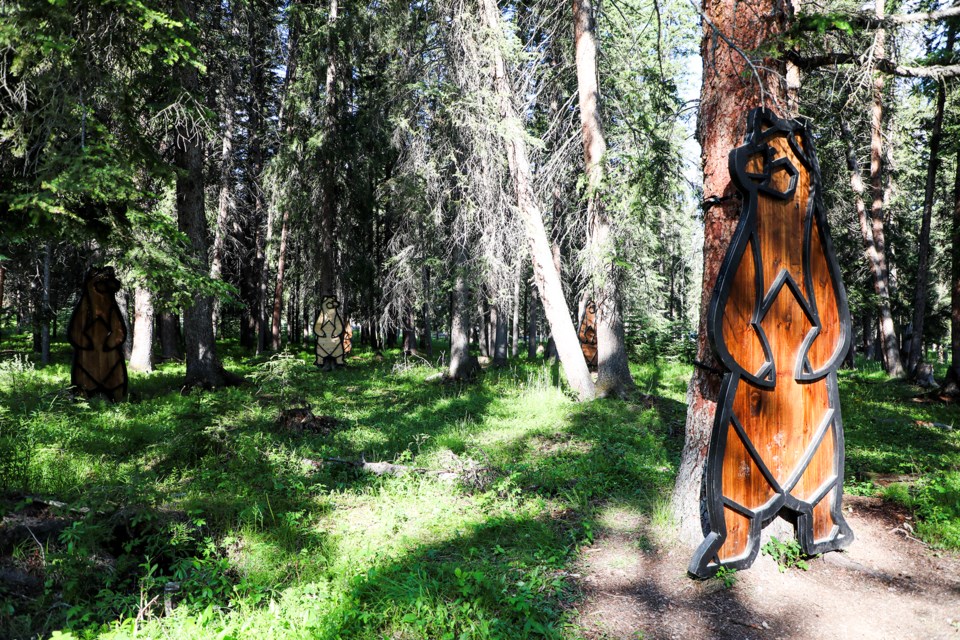 Artist Jason Carter's "The Back Scratching Bears Dance" is part of the Art in Nature Trail, located along the Bow River Trail in Banff on Thursday (July 4). JUNGMIN HAM RMO PHOTO 