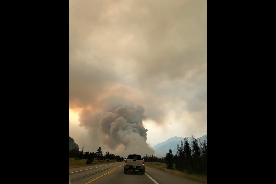 Smoke billows in the sky near Jasper. AKSHAY AGGARWAL FACEBOOK PHOTO