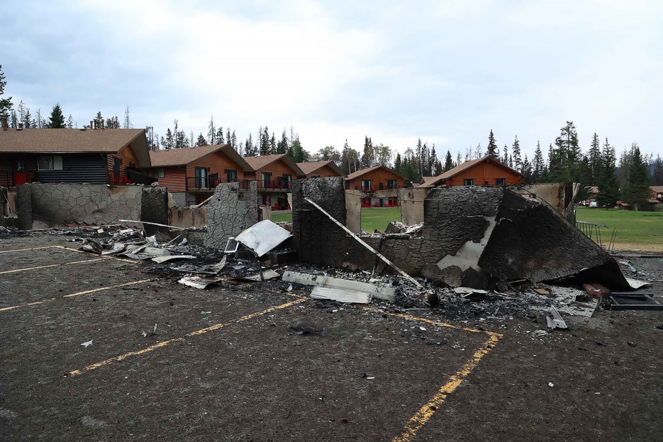 Becker's Chalets in a photo released by Parks Canada on August 1, 2024 of damage caused by wildfire in Jasper. PARKS CANADA PHOTO