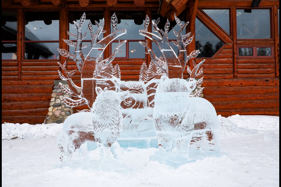 The "window to nature" ice sculpture created by Andrew Zoller and Kamron Garbe for the Ice Magic festival at the Lake Louise Ski Resort on Thursday (Jan. 30). JUNGMIN HAM RMO PHOTO